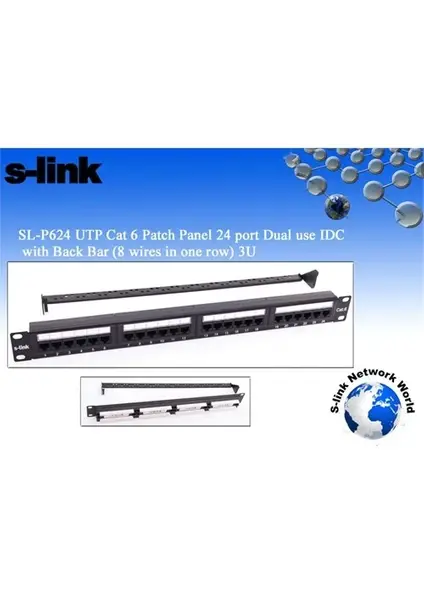 S-Link SL-F624 24 Lü UTP CAT6 Patch Panel