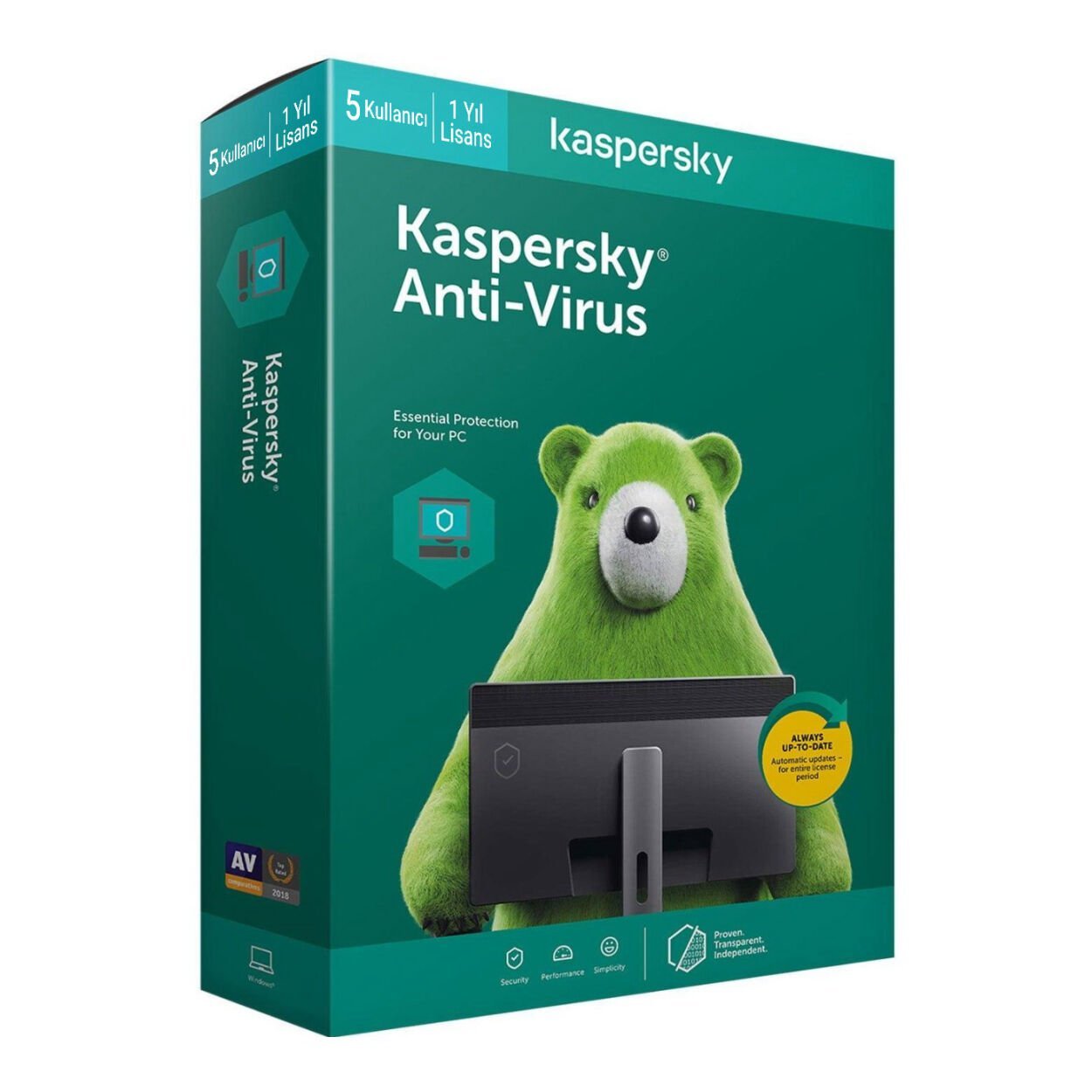 Kaspersky Antivirüs - 5 Kullanıcı - 1 Yıl Dvd Kutu