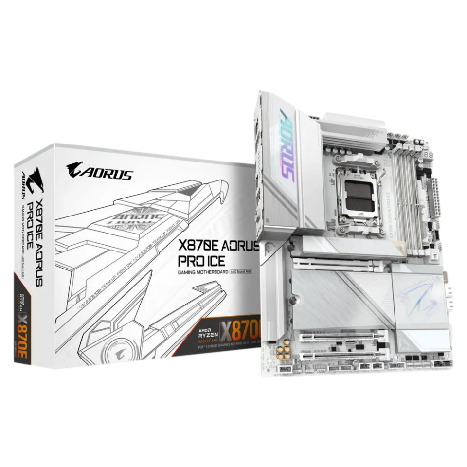 GIGABYTE AORUS PRO ICE X870E DDR5 HDMI DP PCIE 5.0 AM5 ATX BEYAZ