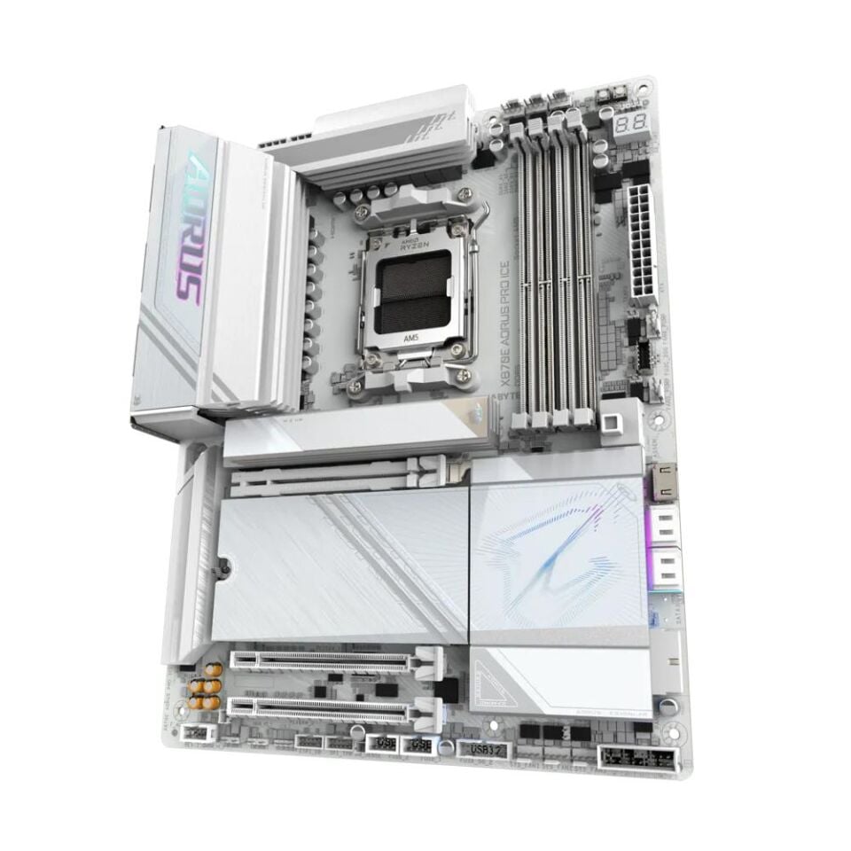 GIGABYTE AORUS PRO ICE X870E DDR5 HDMI DP PCIE 5.0 AM5 ATX BEYAZ