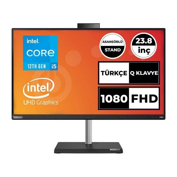 LENOVO 23.8'' NEO 30A 24 12CE0086TX CORE i5 12450H-8GB RAM-256GB NVME-FDOS