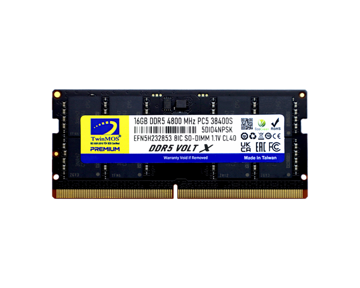 TWINMOS 16GB DDR5 4800MHZ CL40 NOTEBOOK RAM VOLT X TMD516GB4800S40