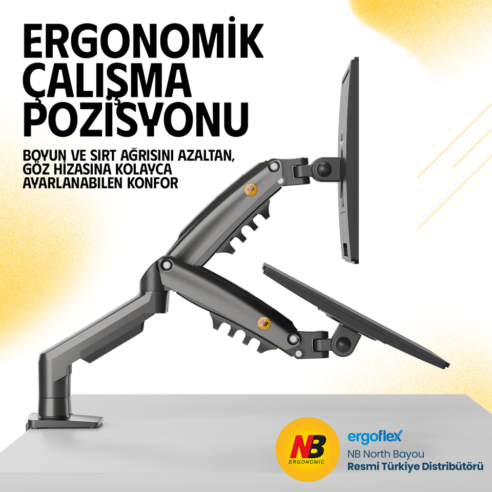 NORTH 27'' NB-F160 Amortisörlü 2-kollu Monitör Askı Aparatı