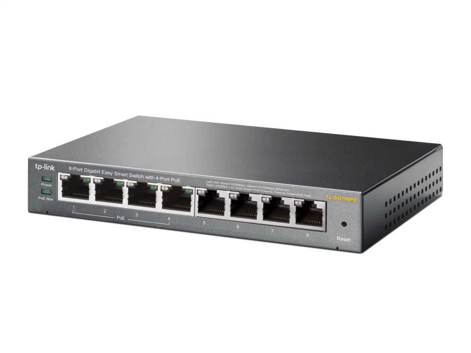 TP-LINK 8port 55w 4port PoE Gigabit Yönetilebilir Switch TL-SG108PE