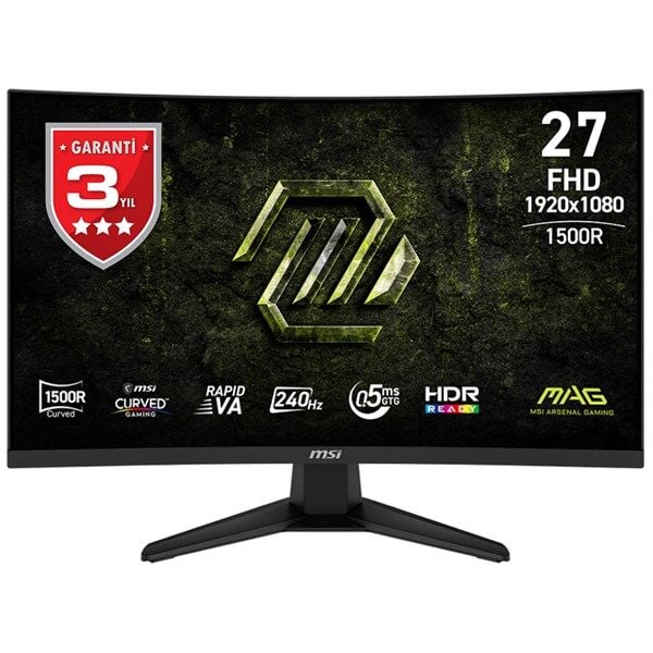 MSI 27'' RAPID VA MAG 275CF 0.5MS 240HZ HDMI-DP KAVISLI GAMING MONİTÖR