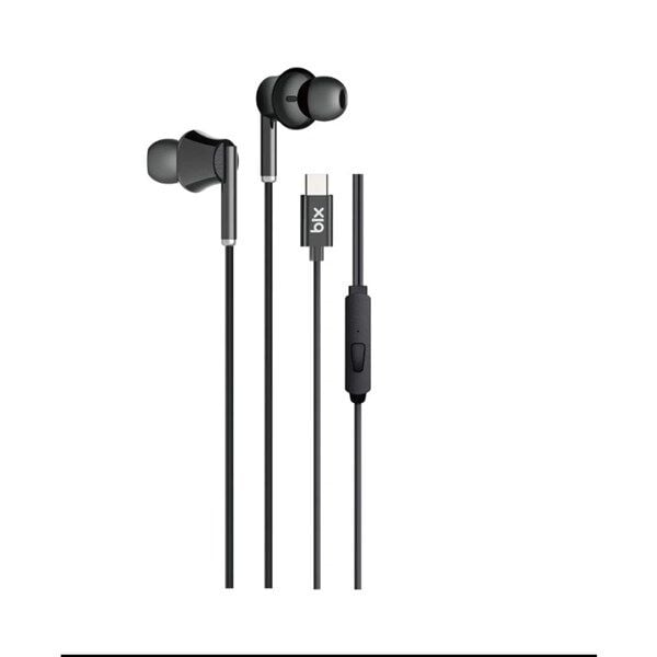 BIX HF01C-BK Type-C Siyah 14MM EXTRA BASS KULAKİÇİ Mikrofonlu Kulaklık