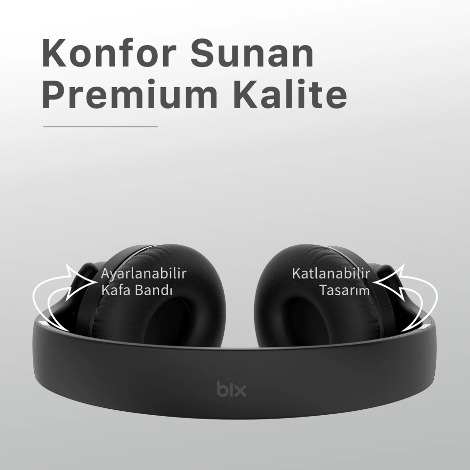 BIX BH2-BK Siyah Soundcraft BH2 Katlanabilir Kablosuz Kulaklık