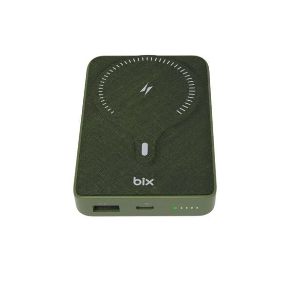 BIX 10000mAh BXPB105-GRE 22.5W-15W Kablosuz Powerbank Yeşil