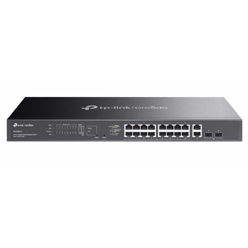 TP-LINK OMADA ES220GMP 16 PORT GIGABIT + 2XGB RJ45/2XGB SFP 250 METRE 250W POE YÖNETİLEBİLİR RACKMOUNT METAL KASA SWITCH
