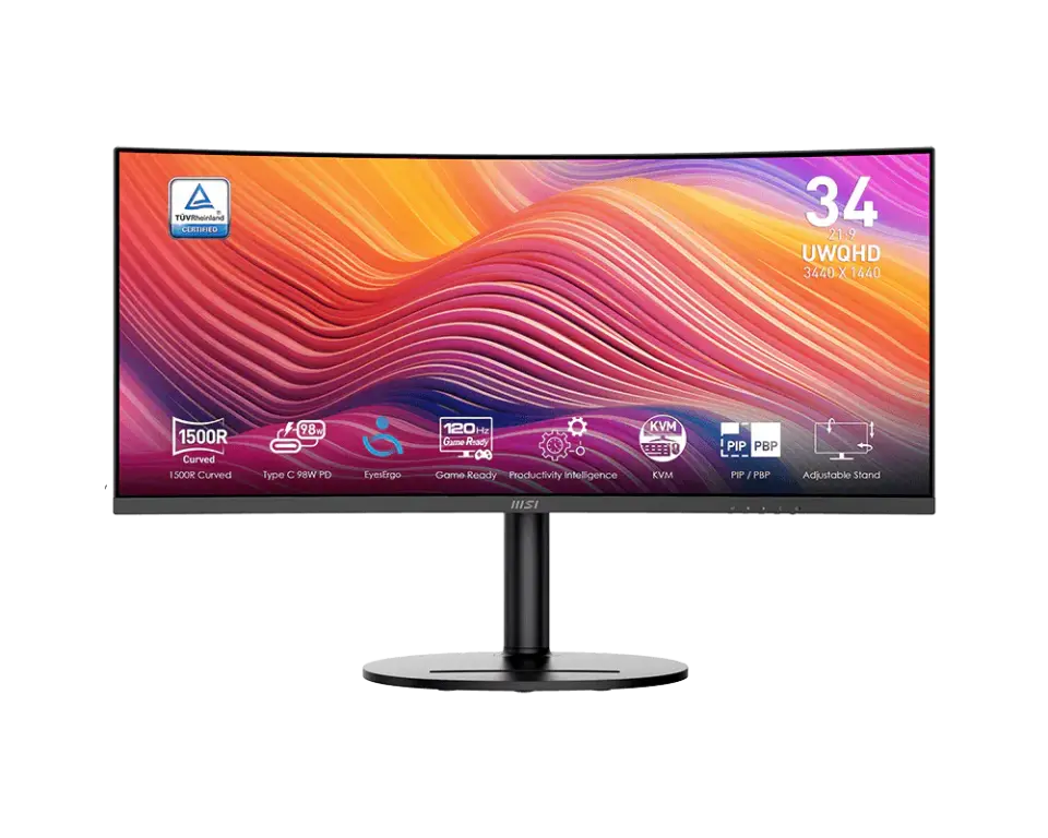 MSI 34'' MODERN MD342CQP Curved 1500R VA 1ms Free-Sync Premium Siyah UWQHD Monitör