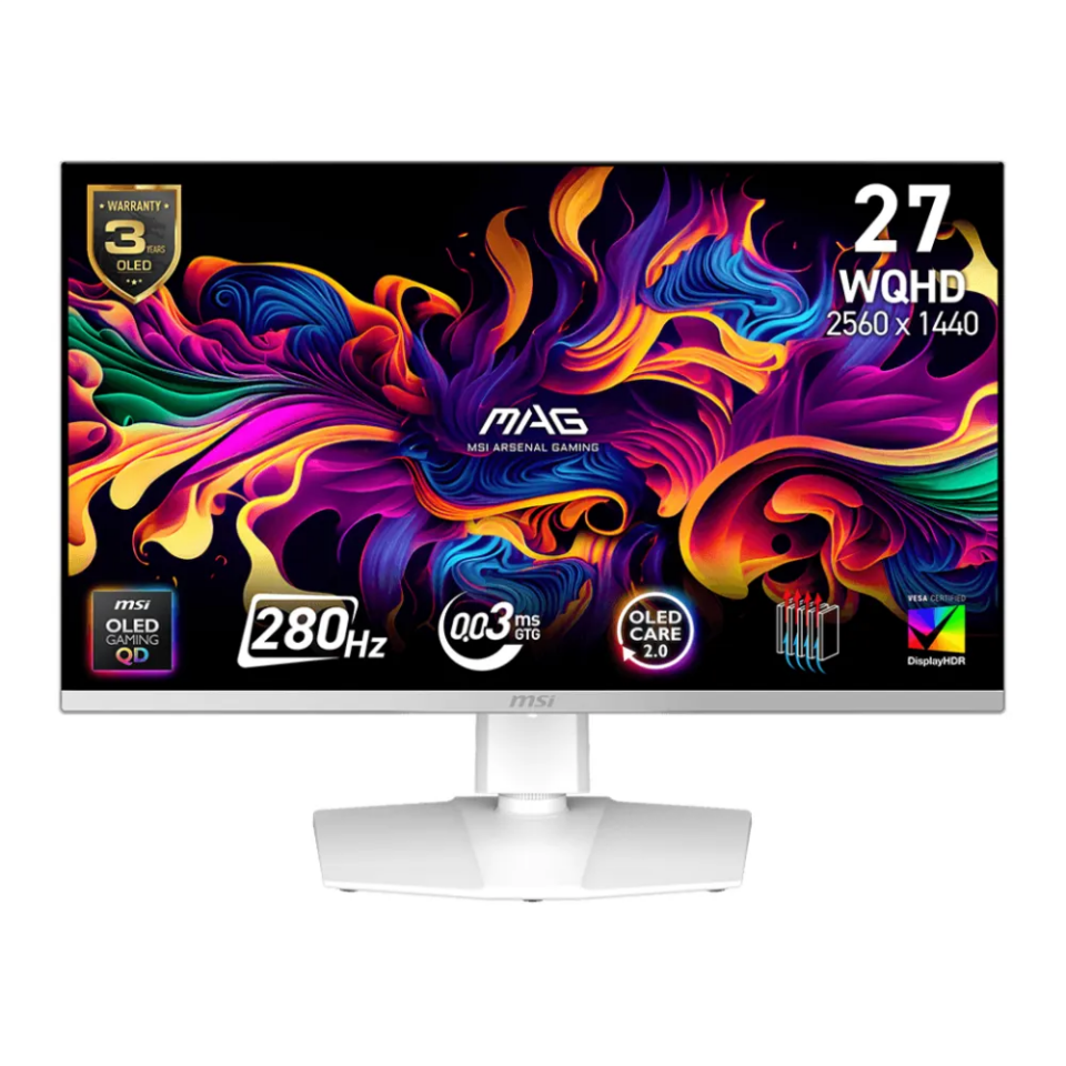 MSI 26.5'' MAG 272QPW QD-OLED X28 Flat 0.03ms FreeSync WQHD Beyaz Monitör