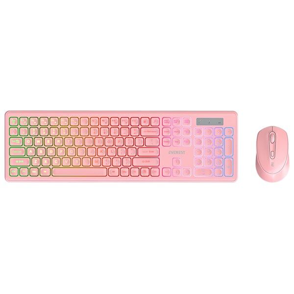 Everest KM-319BT Pembe 2.4G+BT1+BT2 Çoklu Cihaz Bağlantılı Q Set Kablosuz Klavye + Mouse