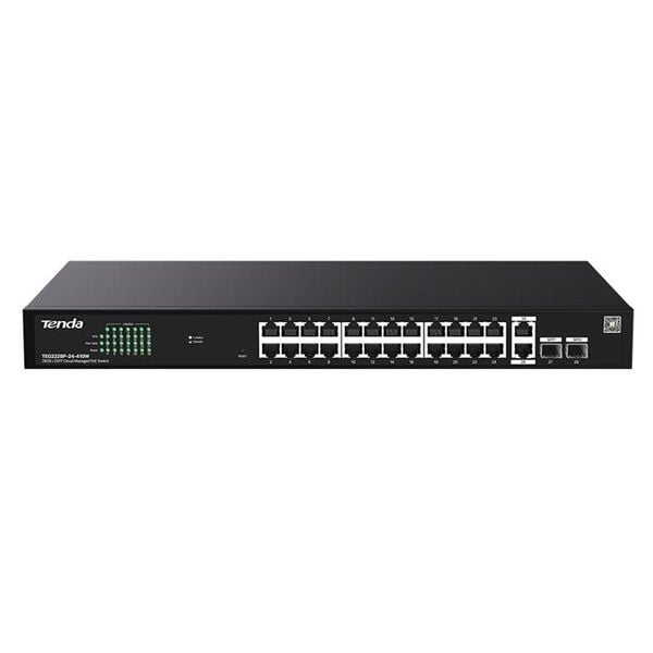 TENDA 24port PoE 410w 2-SFP Gigabit Yönetilemez Switch TEG2228P-24-410W