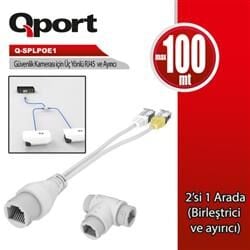 Qport Q-SPLPOE1 Poe Splitter 2 in 1 Ağ Konnektörü 3 Yollu RJ45 Konnektör