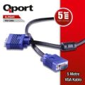 Qport Q-VGA5 5Mt Filtreli 15 Pin Erkek-Erkek Monitör Kablo