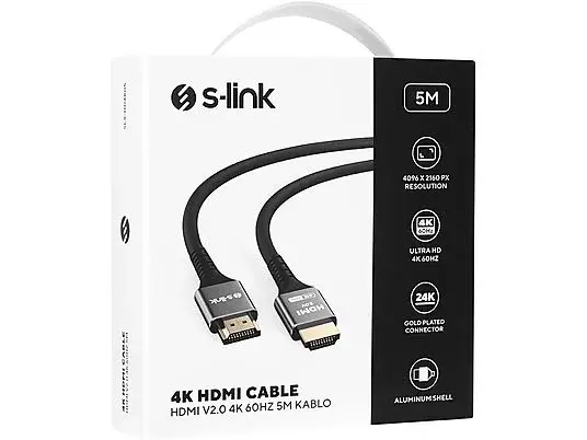 S-link SLX-HD4K05 19+1 HDMI to HDMI 5m Metal v2.0 4K (4096*2160) 60Hz Kablo