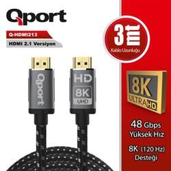 Qport Q-HDMI213 3m Hdmi Altın Uçlu Örgülü Kablo