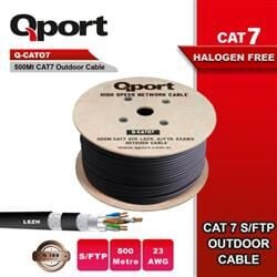 Qport Q-CAT07 S/FTP 23AWG CAT7 500mt LSOH Siyah Full Bakır Kablo