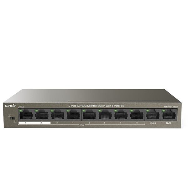 TENDA 8port PoE 63w 10/100 Yönetilemez Switch TEF1110P-8-63W