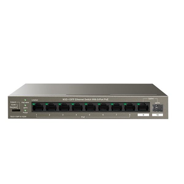 TENDA 8port PoE 102w 1-SFP Gigabit Yönetilemez Switch TEG1110PF-8-102W