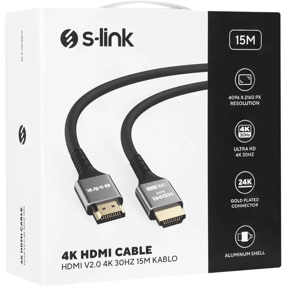 S-link SLX-HD4K15 19+1 HDMI to HDMI 15m Metal v2.0 4K (4096*2160) 30Hz Kablo