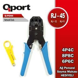 Qport Q-PEN5 RJ11-RJ12-RJ45 Ağ Pensesi (Sıyırma Aparatı İle Birlikte)