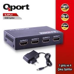 Qport Q-SPL4 Full Hd 1 Giriş 4 Çıkış HDMI Splitter(Sinyal Çoğaltıcı)