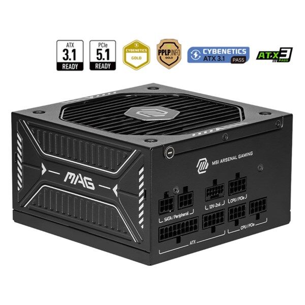 MSI 750W 80+ GOLD MAG A750GLS PCIE 5.1 POWER SUPPLY