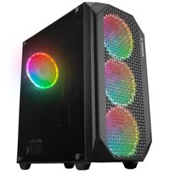 Rampage ZUKO 600W 80+BRONZE Siyah 4*14cm Rainbow Temperli Camlı ATX Mid-T Gaming Kasa
