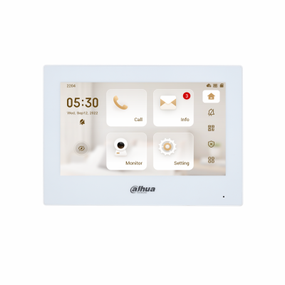 DAHUA 7'' Dokunmatik DHI-VTH2621GW-WP Dahili WıFı IP Intercom Monitörü 1024x600 Beyaz