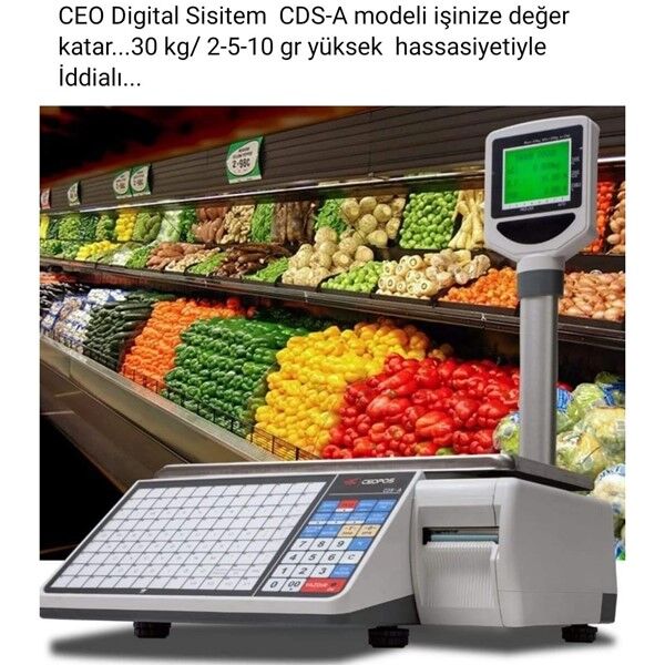 CEOPOS CDS-A 30 KG Ethernet Boyunlu Barkodlu 5'' Göstergeli Terazi