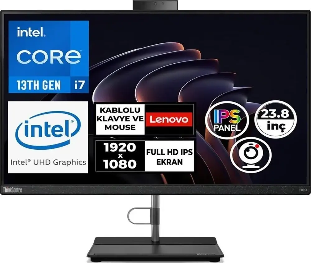 LENOVO AIO 23.8'' CORE i7 13620H 16GB DDR4 RAM 512GB NVME O/B UHD FDOS /ThinkCentre Neo 30A 12SC000KTR