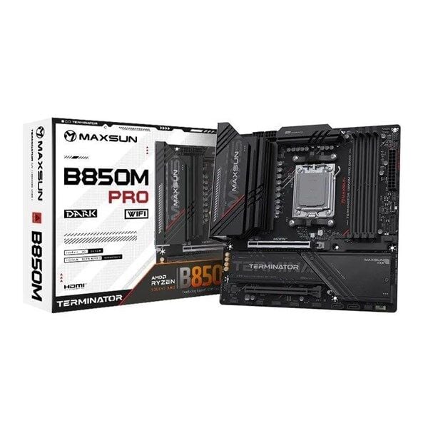 MAXSUN TERMINATÖR B850M PRO DARK WIFI7 DDR5 HDMI-DP TYPEC PCIE 5.0 1851P MATX