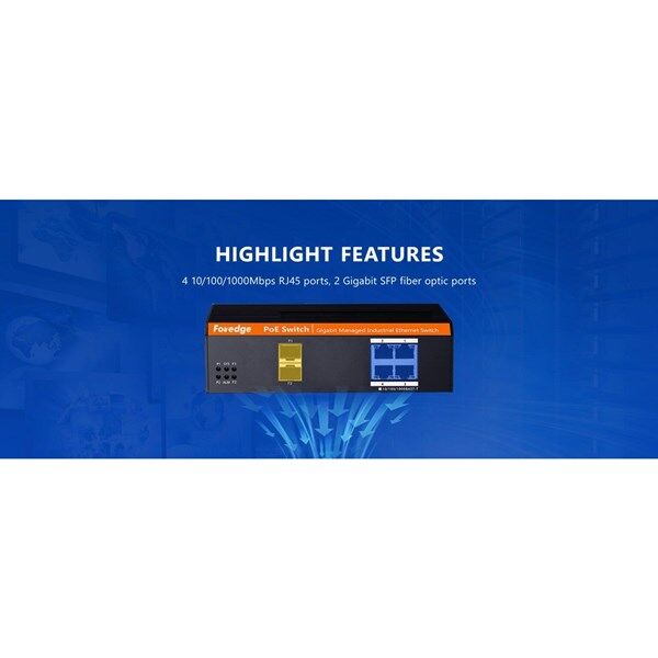 FOREDGE 4port POE IS104GPS-2F GIGABIT 2-SFP 30W POE YÖNETİLEBİLİR ENDÜSTRİYEL SWITCH