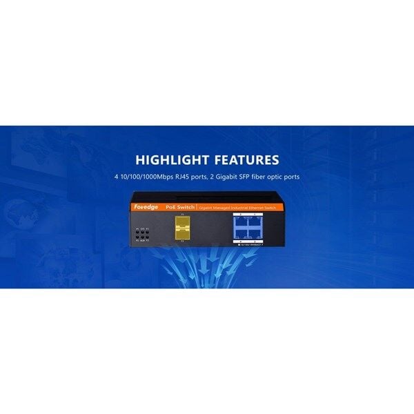FOREDGE 4port POE IS104GPS-2F GIGABIT 2-SFP 30W POE YÖNETİLEBİLİR ENDÜSTRİYEL SWITCH