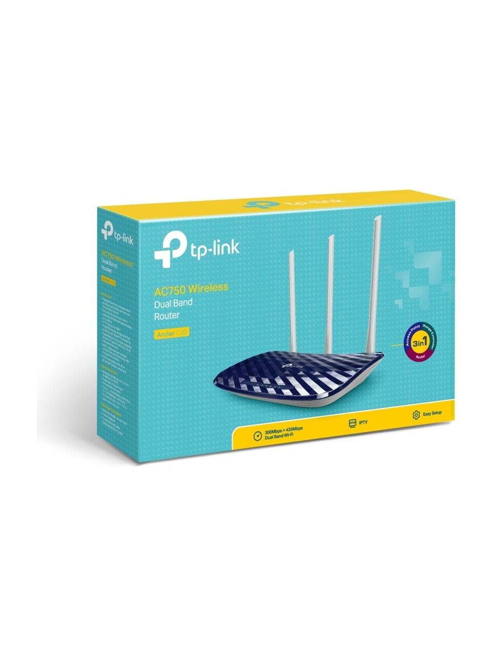 TP-LINK ARCHER C20 10/100Mbps AC750 Dual-Band Ev Ofis Tipi Wıfı Router
