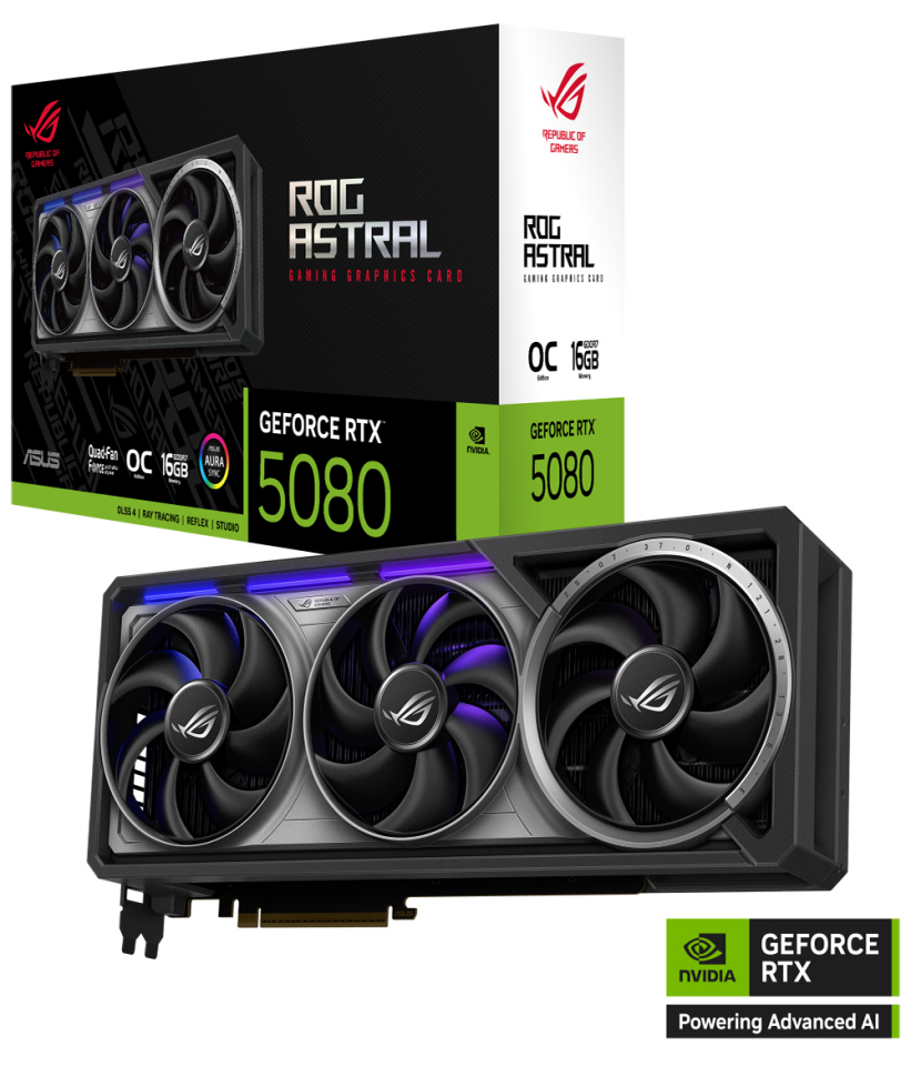ASUS RTX5080 16GB ROG ASTRAL RTX5080-O16G GAMING GDDR7 256bit HDMI DP PCIe 5.0