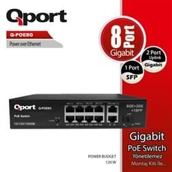 Qport Q-POE8G 8 Port 10/100/1000 2 Port 10/100/1000 Uplink 1 Port SFP POE Switch