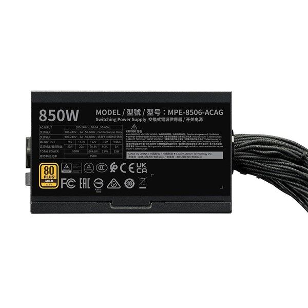 COOLERMASTER 850W 80+ GOLD MWE v3 MPE-8506-ACAG-BEU PCIE 5.0 TAM MODÜLER POWER SUPPLY