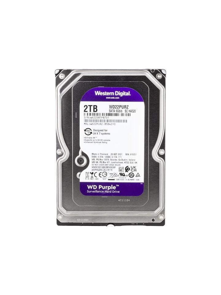 WD 3.5'' 2TB PURPLE WD23PURZ 5400RPM 256MB SATA-3 Güvenlik Diski
