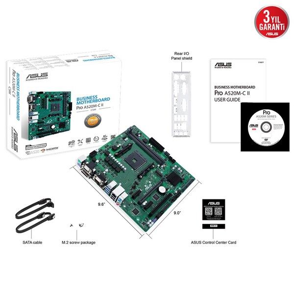 ASUS PRO A520M-C II/CSM DDR4 HDMI PCIE 4.0 AM4 mATX KURUMSAL ANAKART