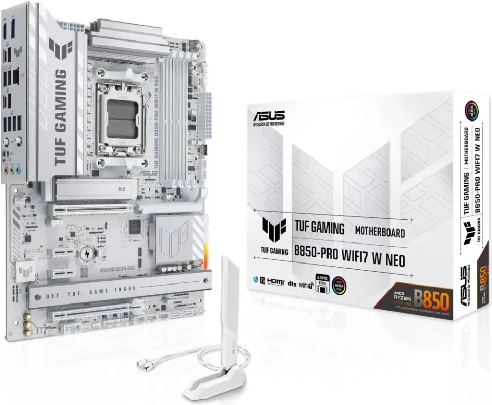 ASUS TUF GAMING B850-PRO WIFI7 W NEO DDR5 HDMI-DP PCIE 5.0 AM5 ATX Anakart Beyaz