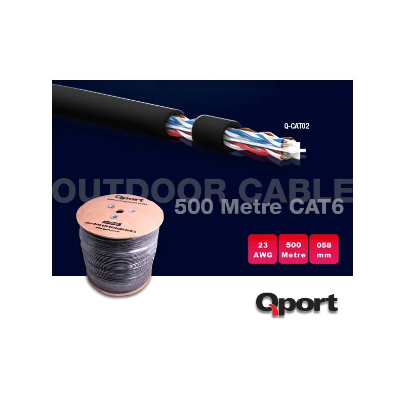 QPORT Q-CATO2 CAT6 23 AWG UTP 500M OUTDOOR KABLO