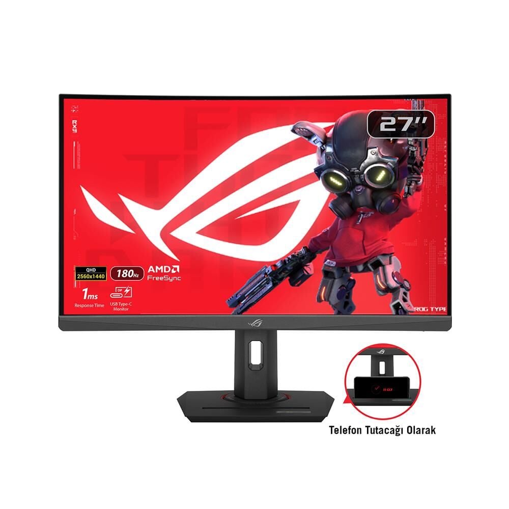 27 ASUS ROG STRIX XG27WCS VA 1MS 180HZ 1XHDMI 1XDP USB-C 2K 2560X1440 YÜKSEKLİK AYARI PİVOT VESA