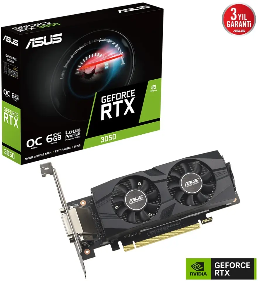 ASUS RTX3050 6GB  RTX3050-O6G-LP-BRK GDDR6 96bit HDMI DVI DP PCIe 4.0