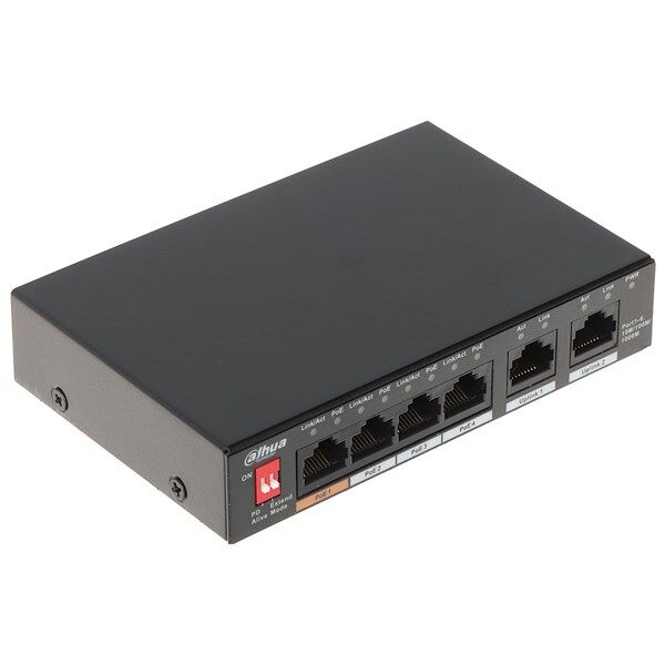 DAHUA 6port 60w 4port PoE PFS3006-4GT-60-V2 GIGABIT 2X-UPLINK Yönetilemez Switch