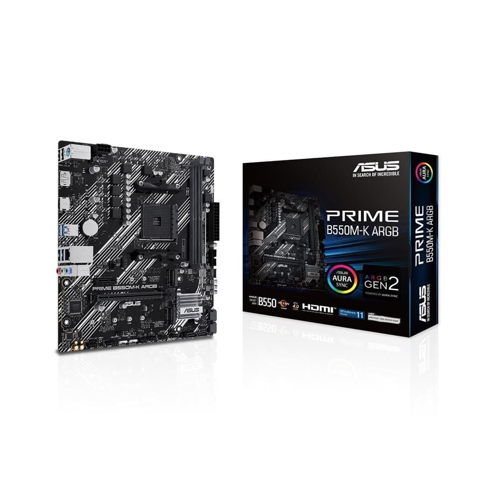 ASUS PRIME B550M-K ARGB AMD AM4 DDR4 4866 DP HDMI Çift M2 USB3.2 AURA RGB mATX
