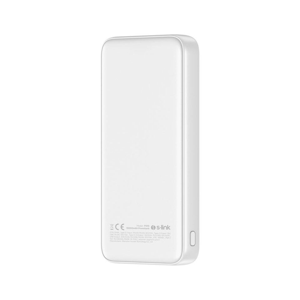 S-LINK  P310 10000mAh PD20W+QC18W+HSC22.5W Beyaz LCD Taşınabilir Pil Şarj Cihazı Powerbank