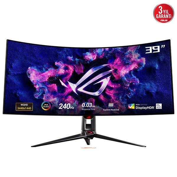 ASUS 39'' OLED ROG SWIFT OLED PG39WCDM 0.03MS 240HZ HDMI-DP USBC KAVISLI GAMING MONİTÖR 3440X1440