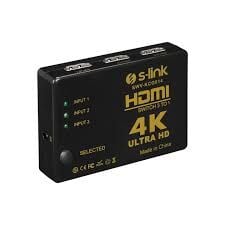 S-LINK SWV-KCG014 HDMI 3TO1 SWITCH 4K*2K, IR +Adaptör